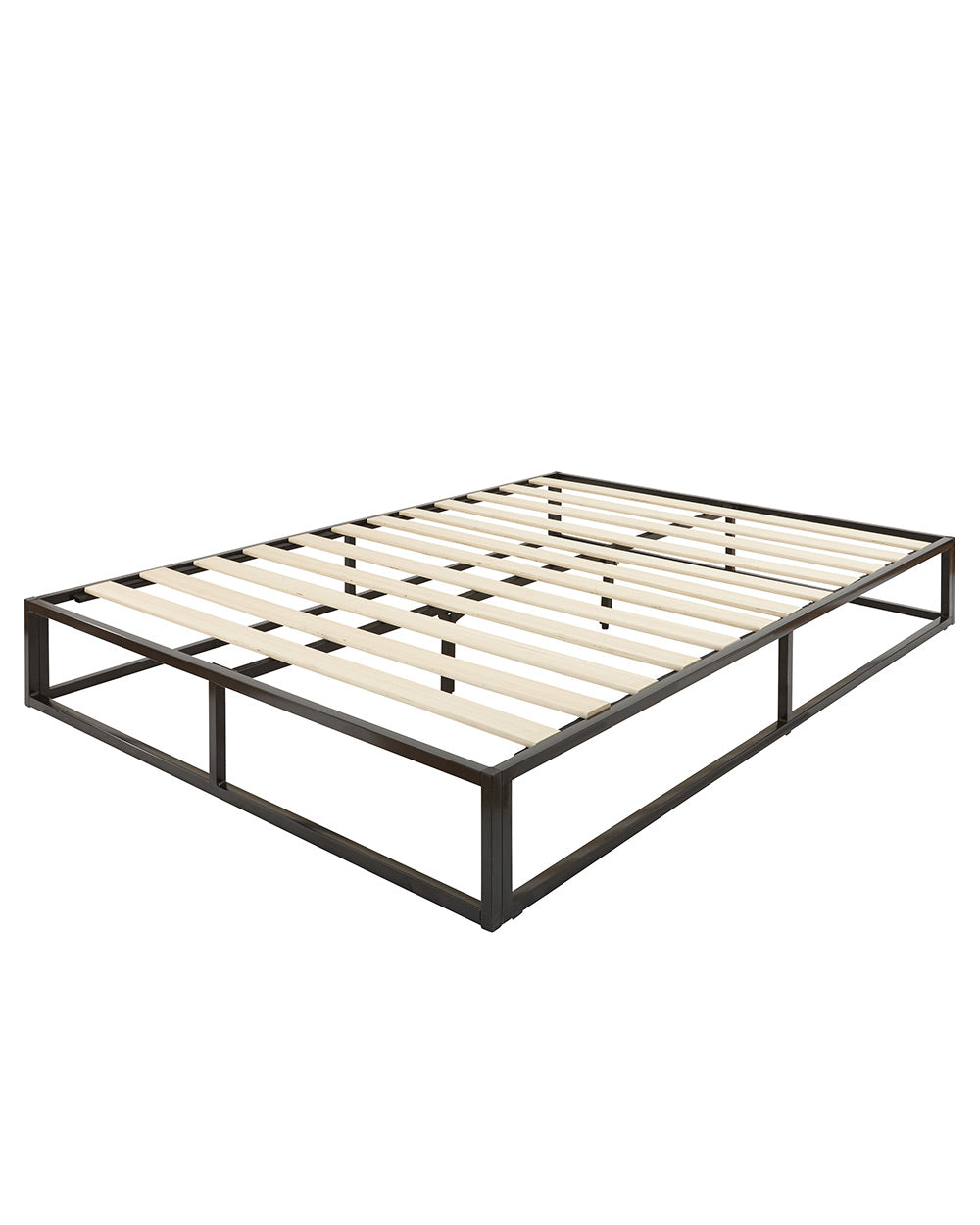 small double bed frame black industrial platform bed white cut out image close up of the black frame