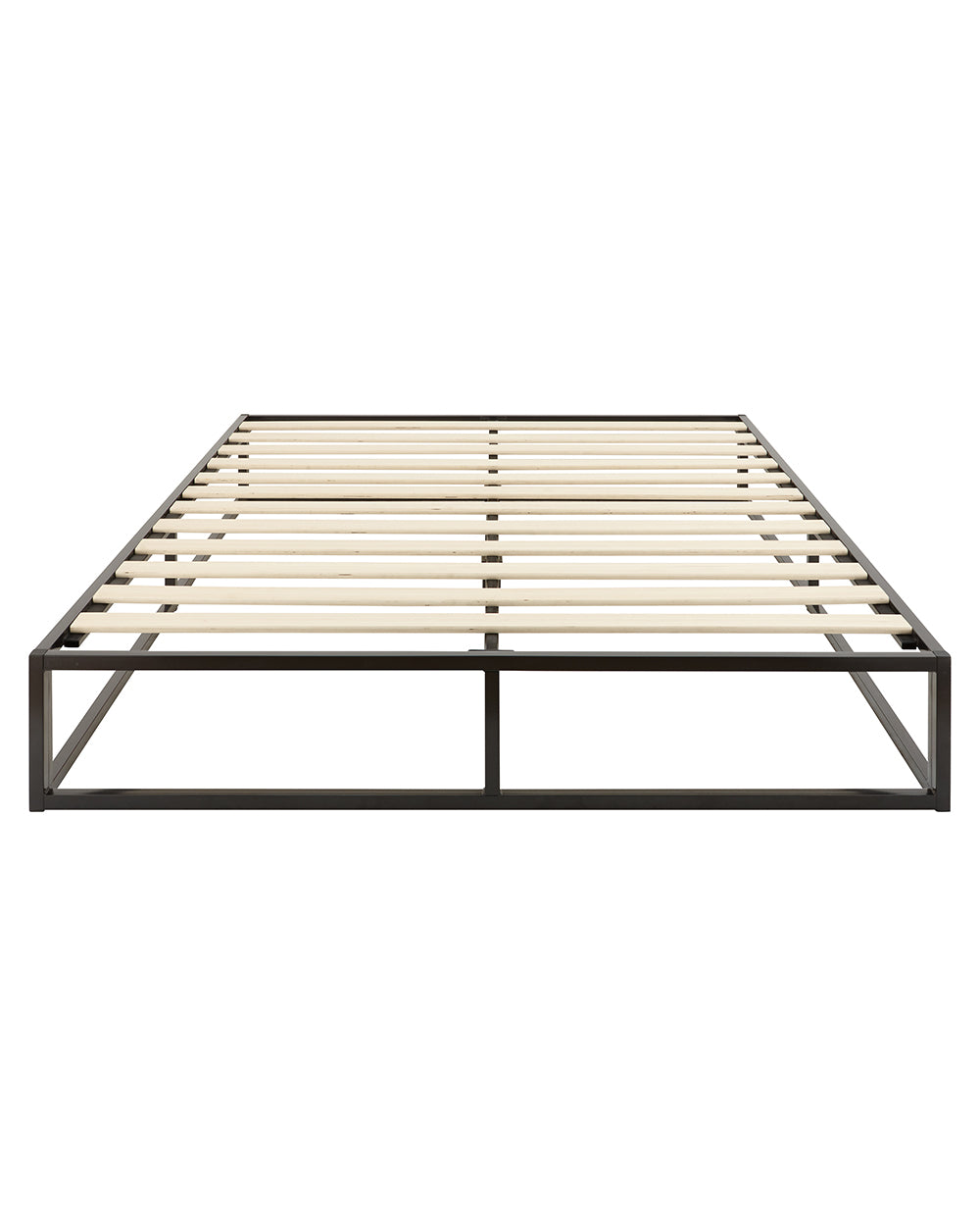 small double bed frame black industrial platform bed white cut out image close up of the black frame