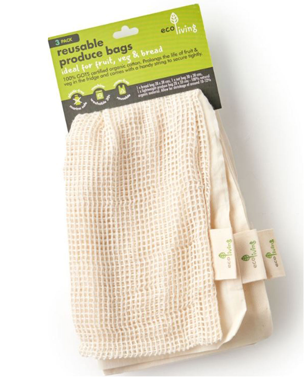 Organic Produce Food Bags Shopping Set Of 3
