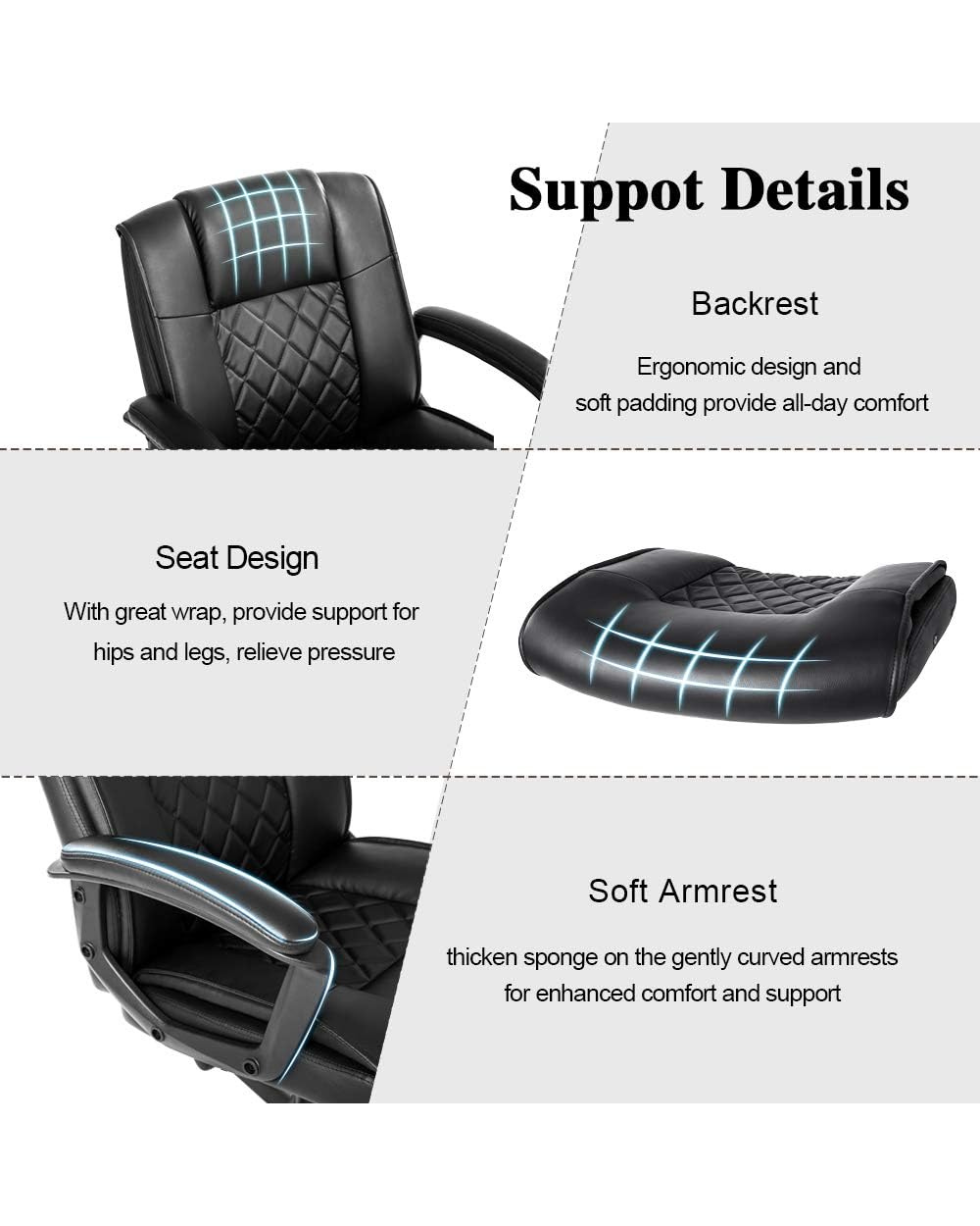 Qulomvs Ergonomic Office Desk Chair Black