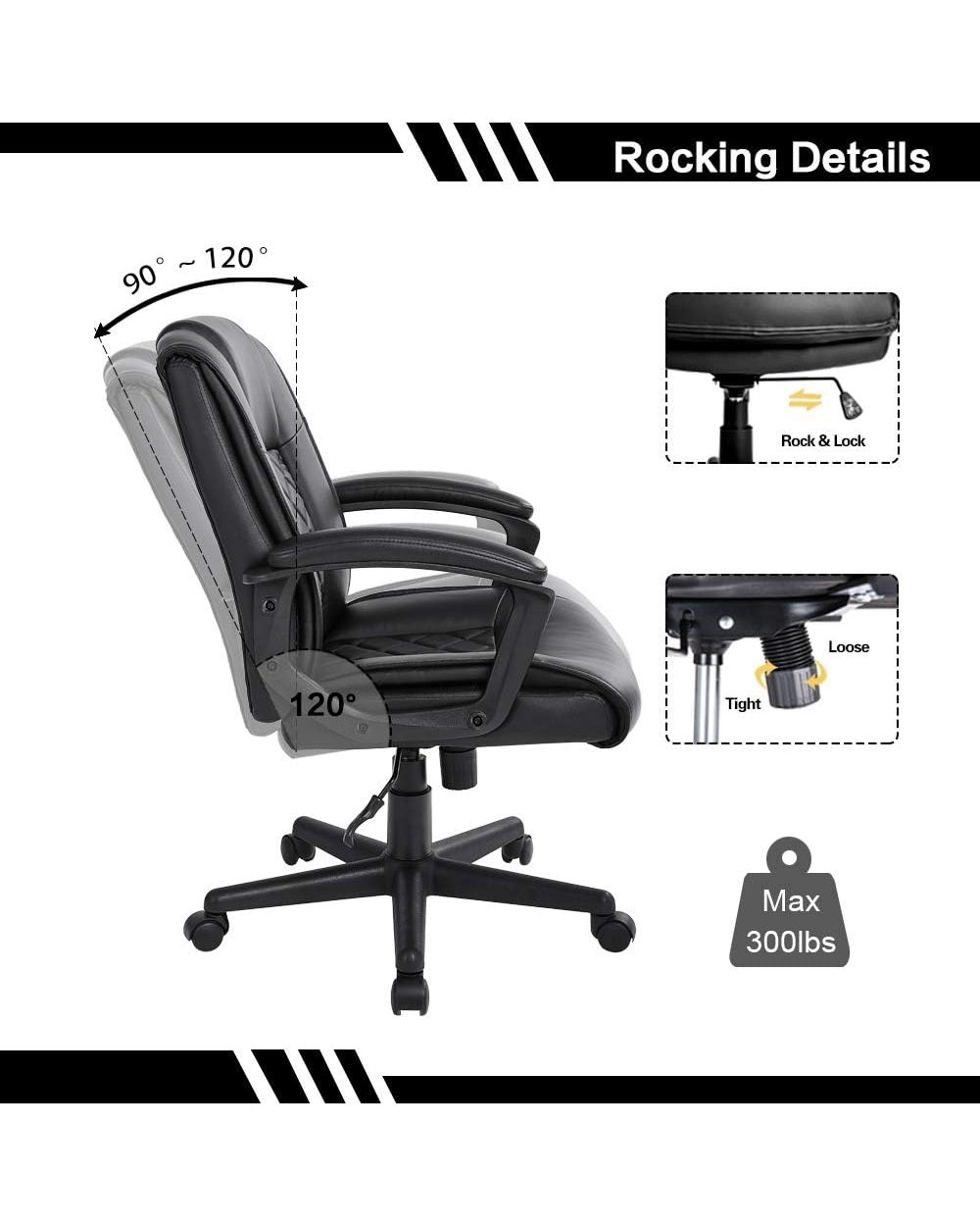 Qulomvs Ergonomic Office Desk Chair Black