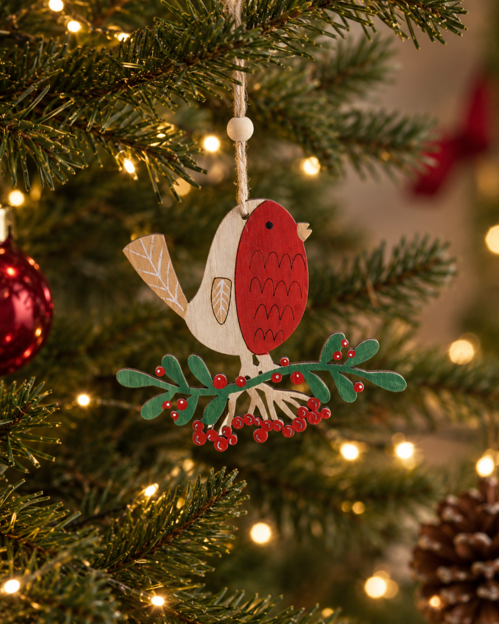 Robin Wooden Christmas Tree Decoration