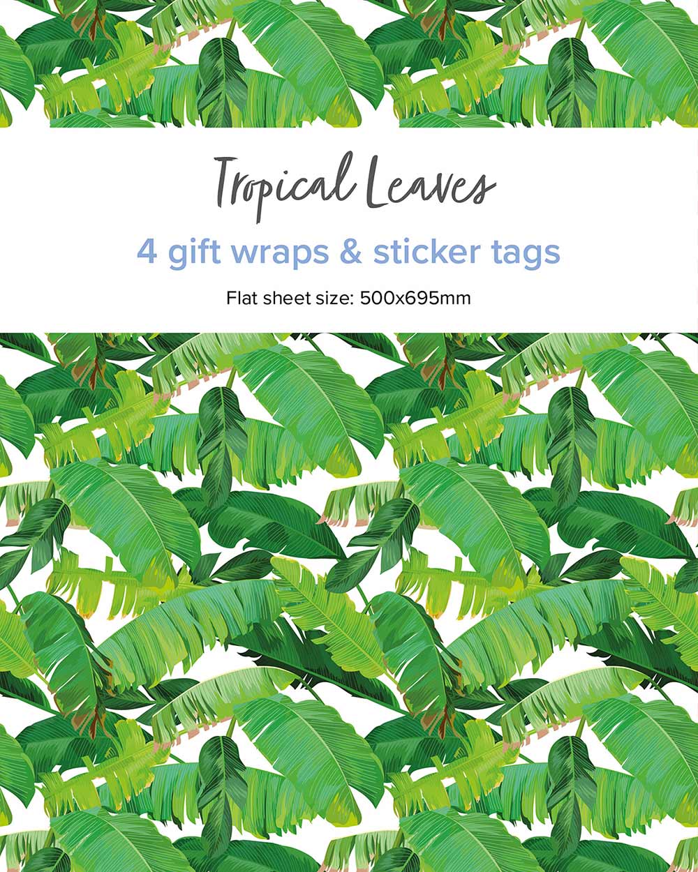 gift wrapping paper set tropical leaf FSC recyclable UK tags friends birthday occasions