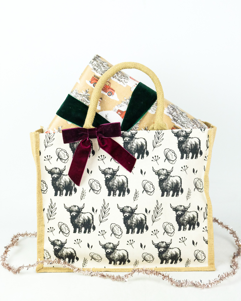 Highland Cow Jute Shopping Bag For Life 100% Biodegradable