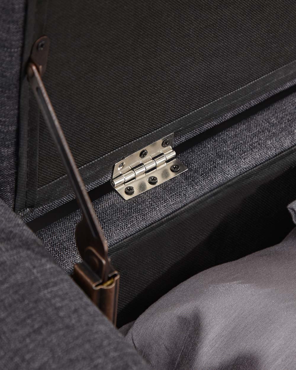 Storage box blanket box storage bench ottoman grey fabric lifestyle image