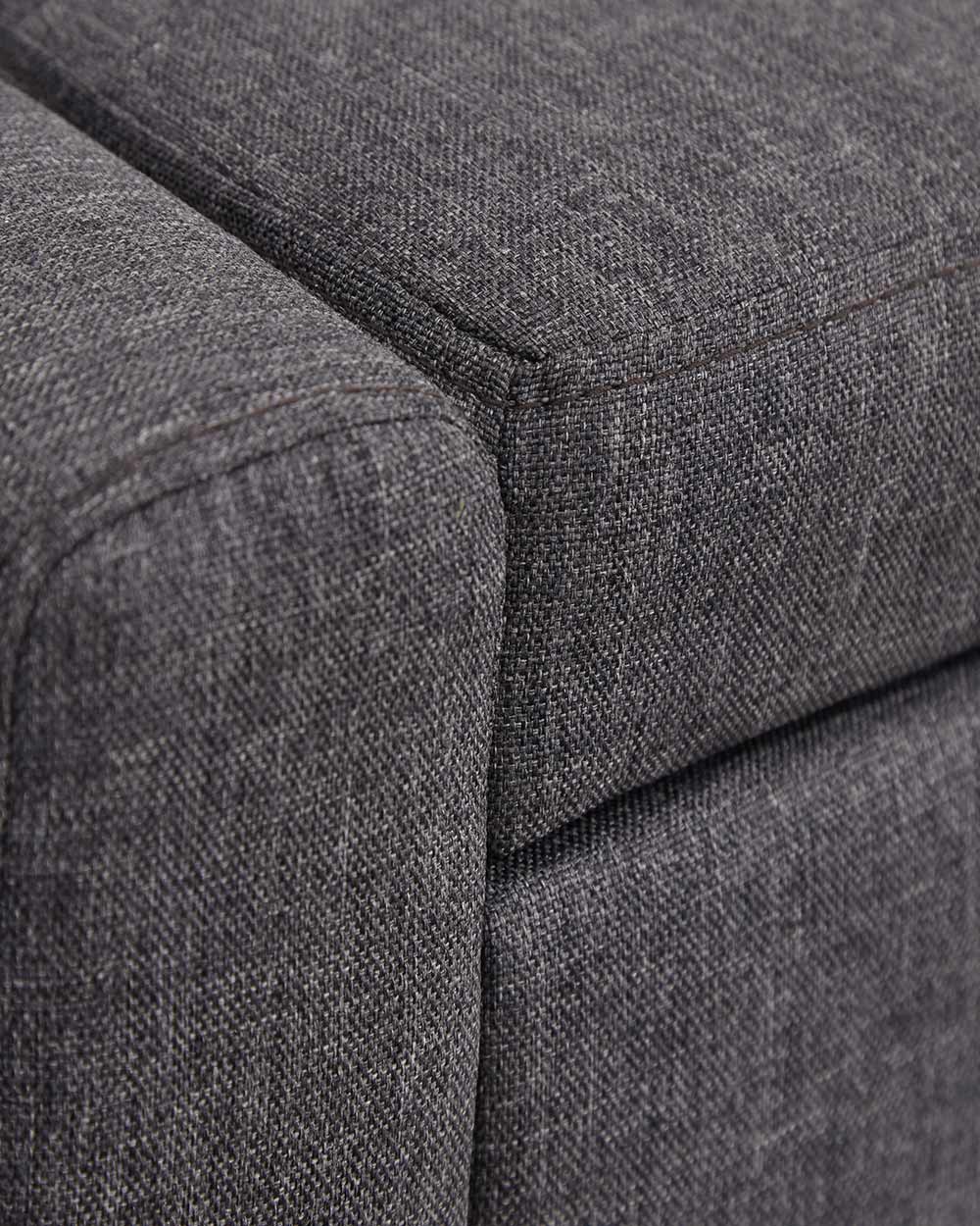 close up of the smart charcoal grey fabric