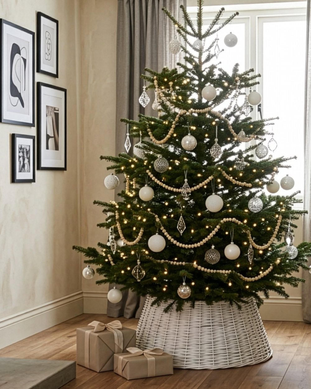 Wicker Christmas Tree Skirt, White