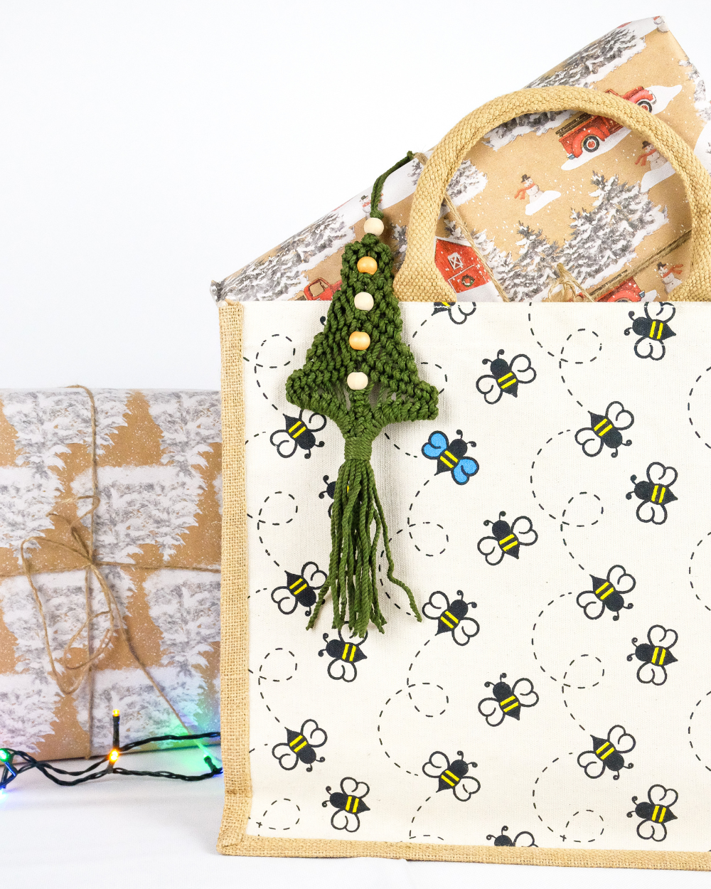 Bee Jute Canvas Shopping Bag For Life 100% Biodegradable