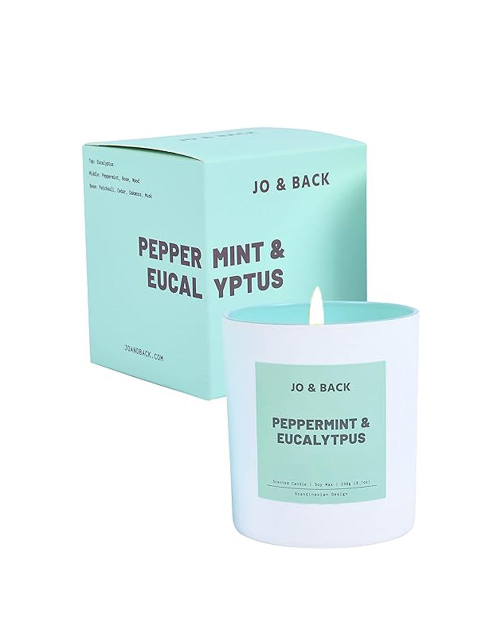 Jo & Back Pepper Mint & Eucalyptus Scented Soy Wax Candle