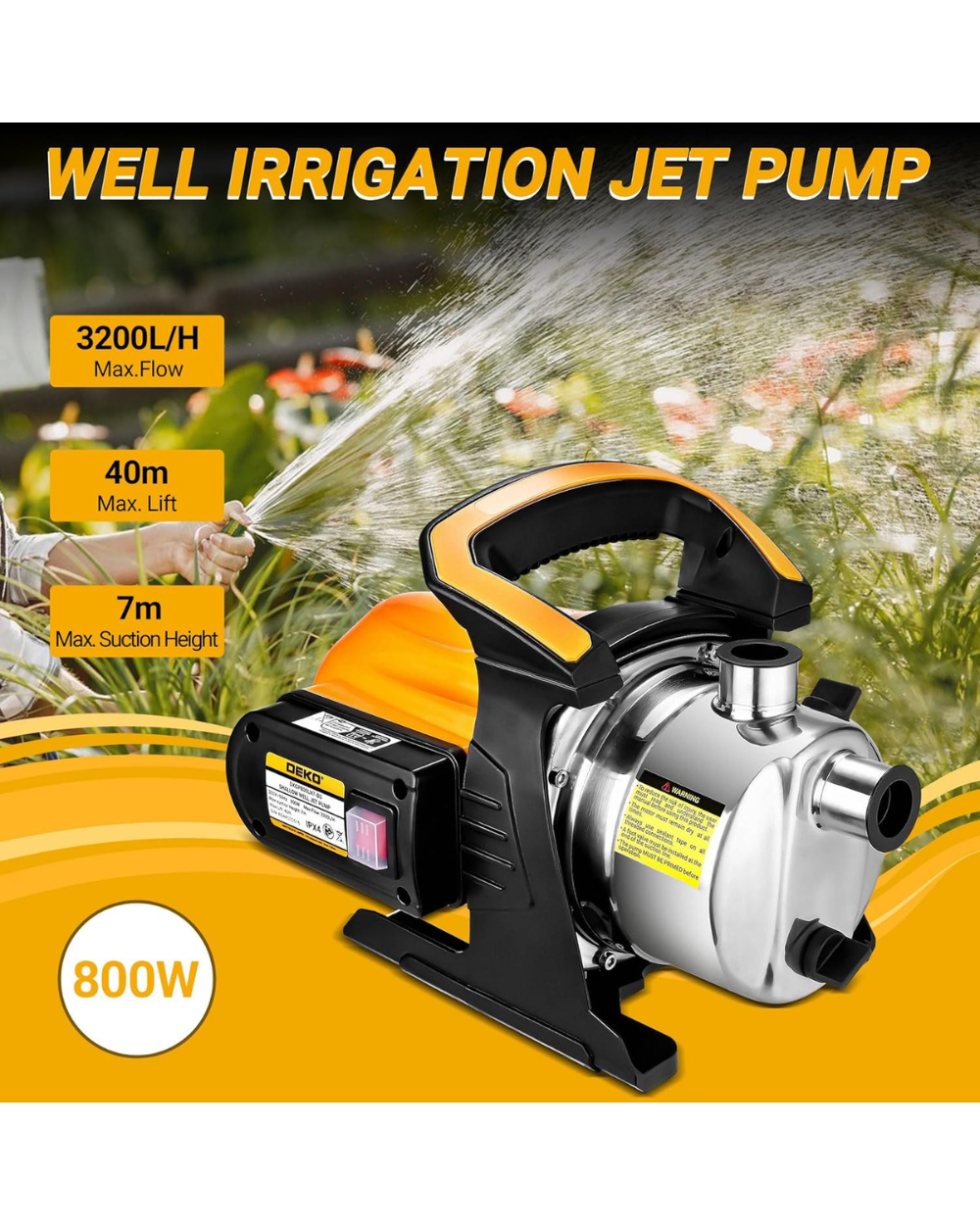 DEKO 800W Portable Shallow Well Jet Pump