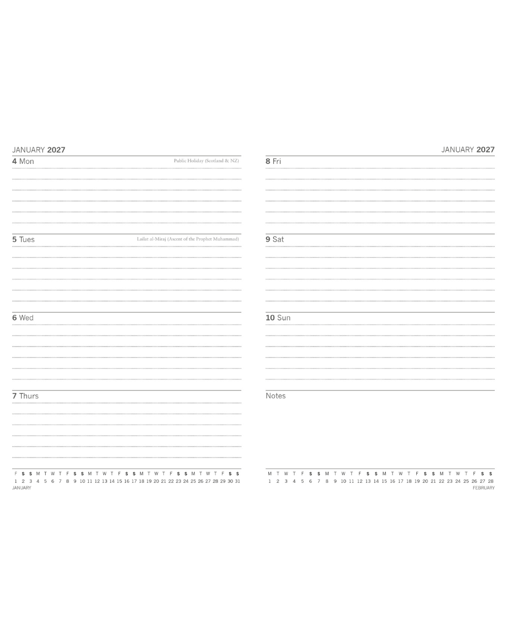2027 A5 Diary Week To View Elegance