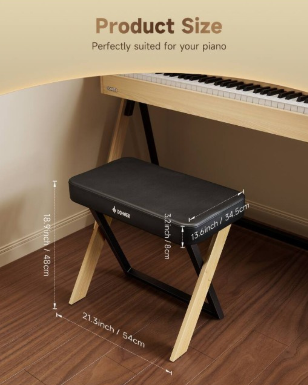 Donner Piano Stool DKB-300 Bench Thick Padding