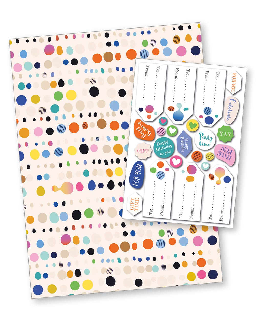 Gift Wrapping Paper Set Colourful Dots