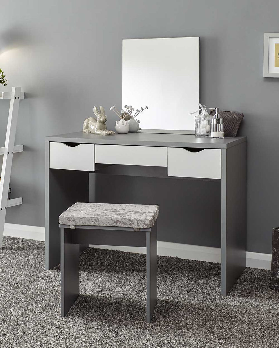 Elizabeth Dressing Table Set Grey + White | Sue Ryder Elizabeth Dressing Table Set Grey + White | Sue Ryder