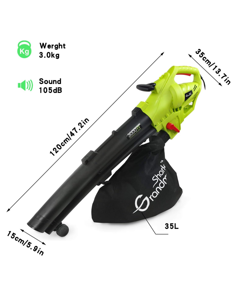 GRANDMA SHARK 3000W 3 in 1 Leaf Blower