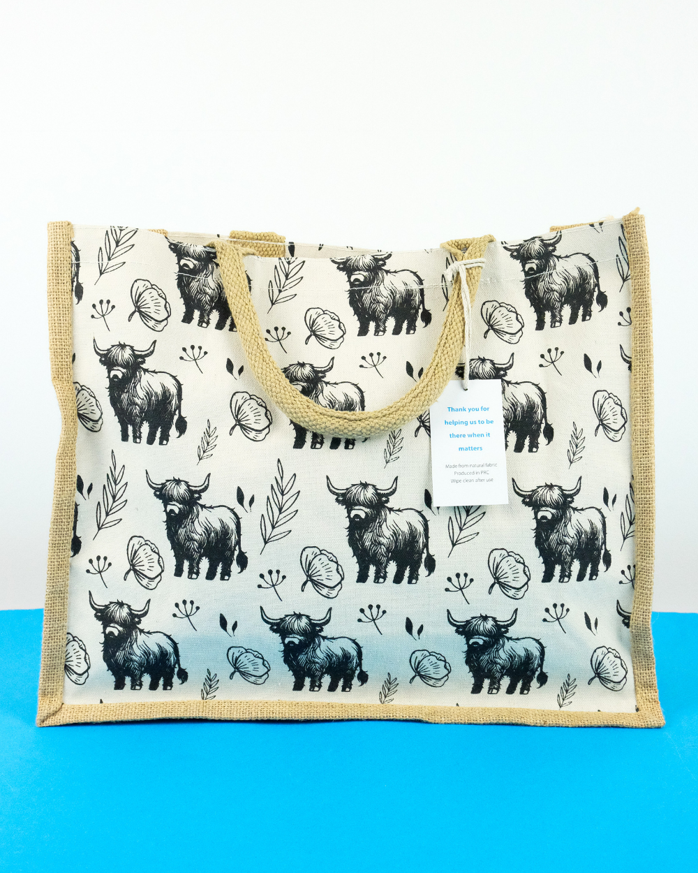 Highland Cow Jute Shopping Bag For Life 100% Biodegradable