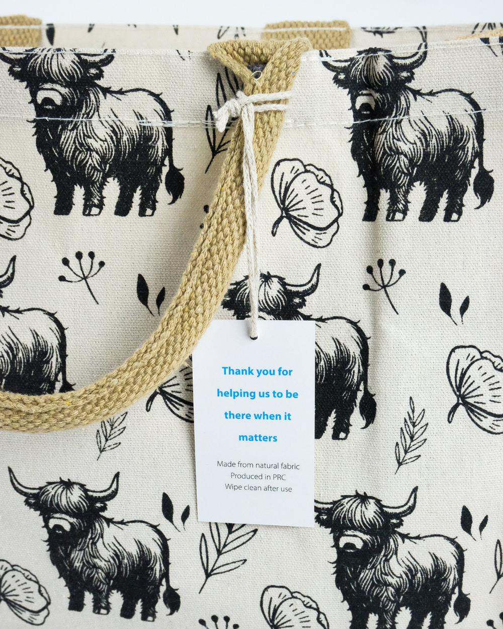 Highland Cow Jute Shopping Bag For Life 100% Biodegradable