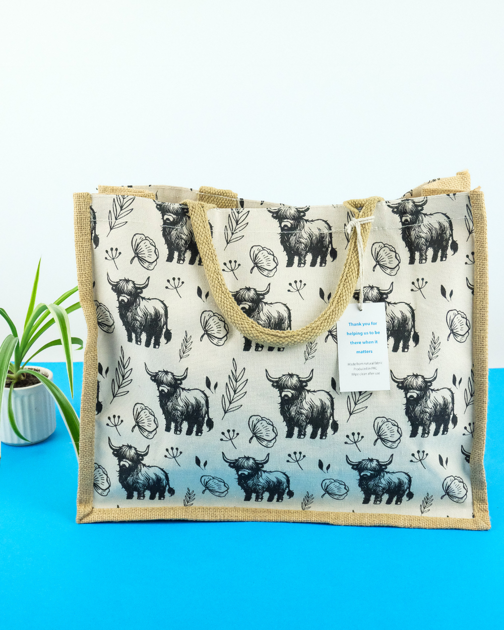 Highland Cow Jute Shopping Bag For Life 100% Biodegradable