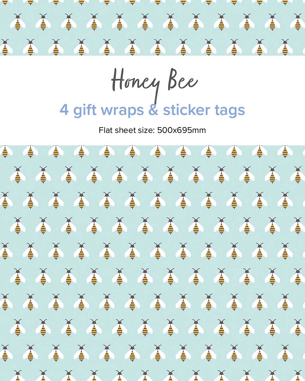 honey bee gift wrapping paper set friends FSC recyclable cute modern