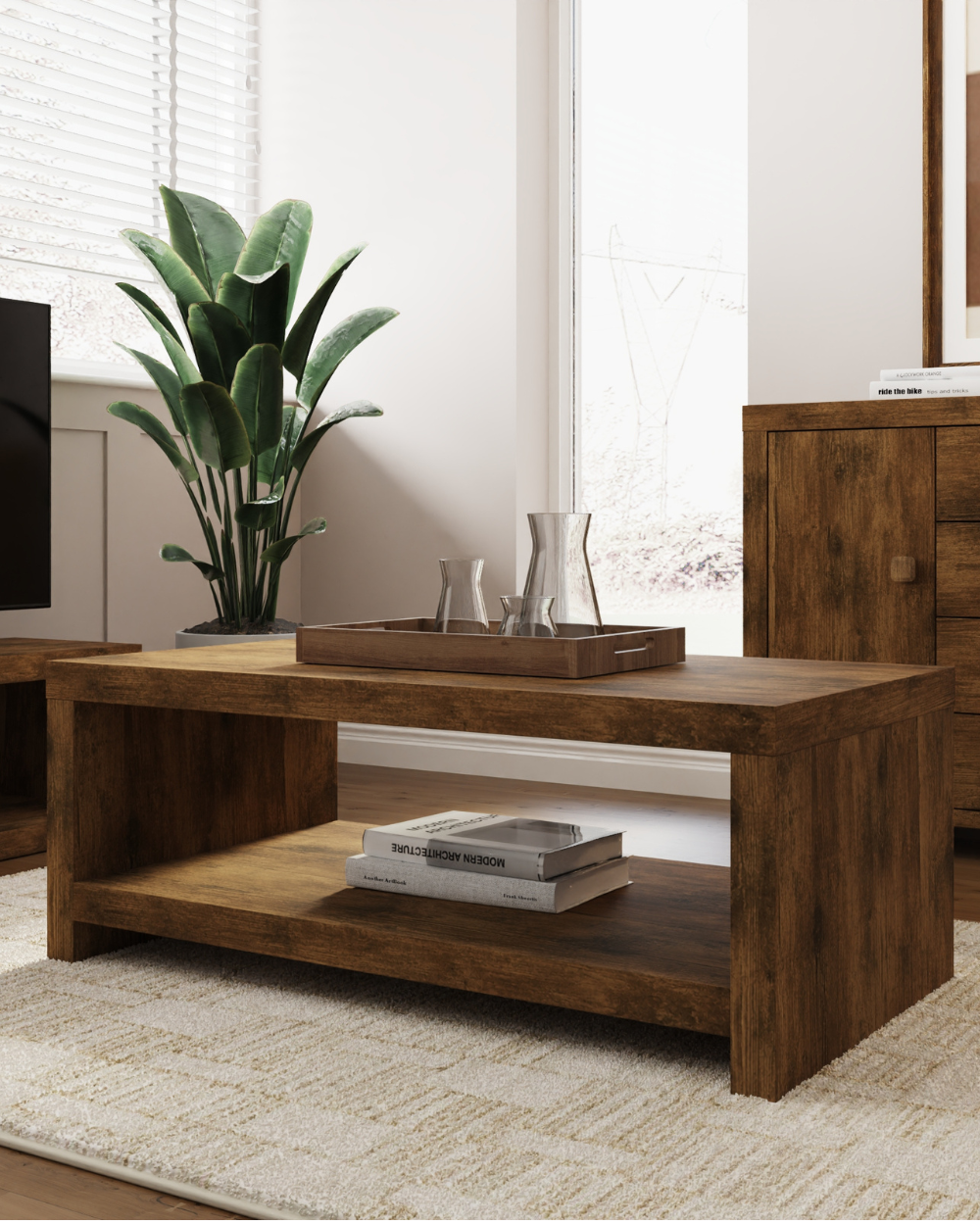 Jakarta Coffee Table With Shelf Mango Wood Effect