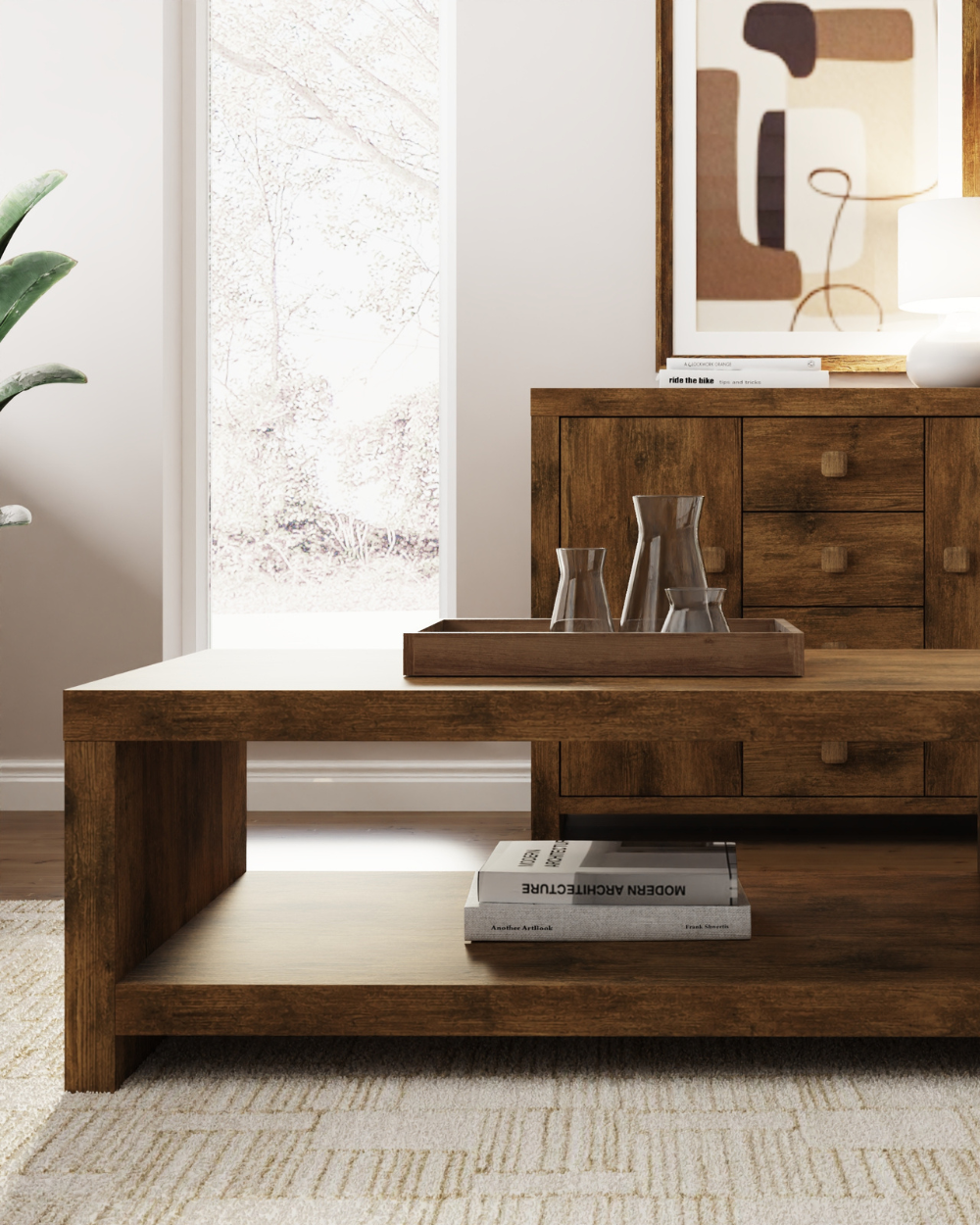 Jakarta Coffee Table With Shelf Mango Wood Effect
