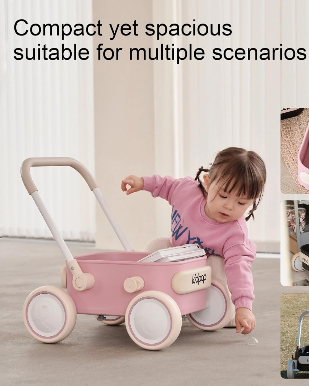 Kidpop PULA Push & Pull Baby Walker Wagon Pink