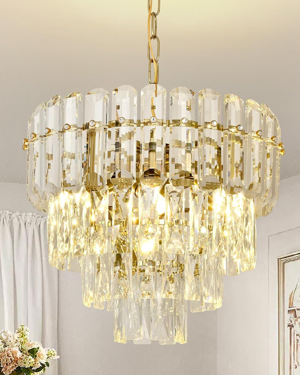 Kiikoopro Crystal Chandelier Round Luxury Pendant Light