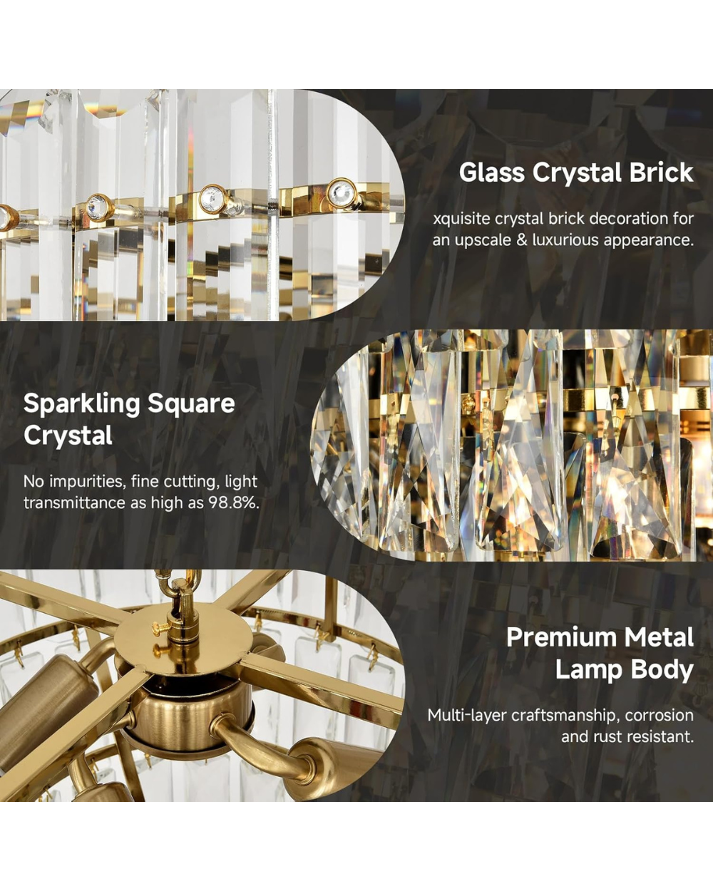 Kiikoopro Crystal Chandelier Round Luxury Pendant Light