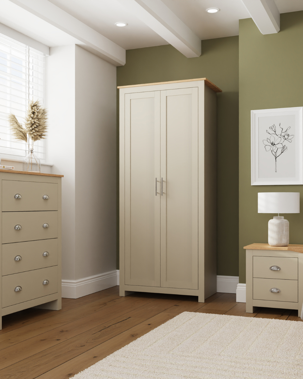 Lancaster 3 Piece Bedroom Furniture Set Cream