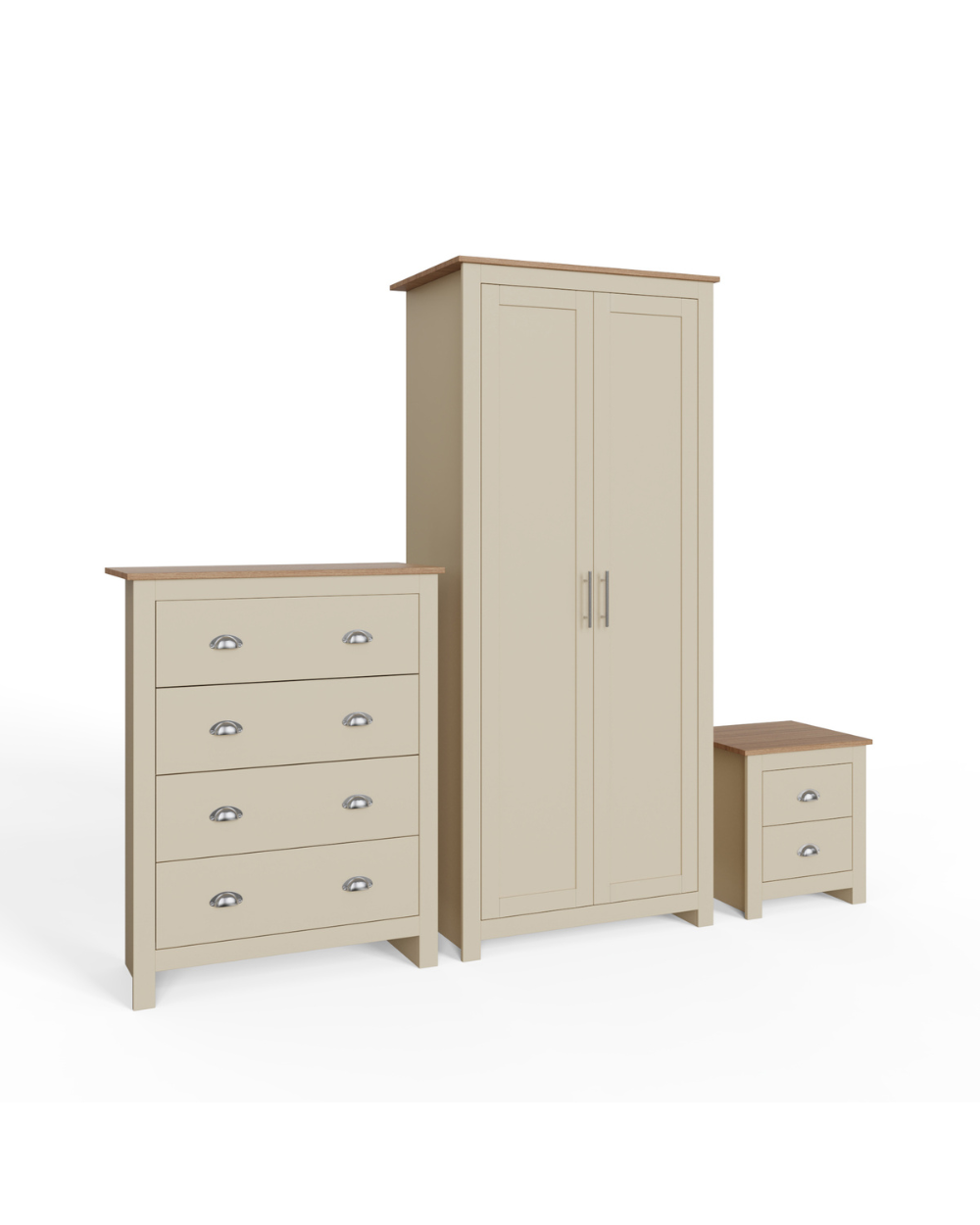 Lancaster 3 Piece Bedroom Furniture Set Cream