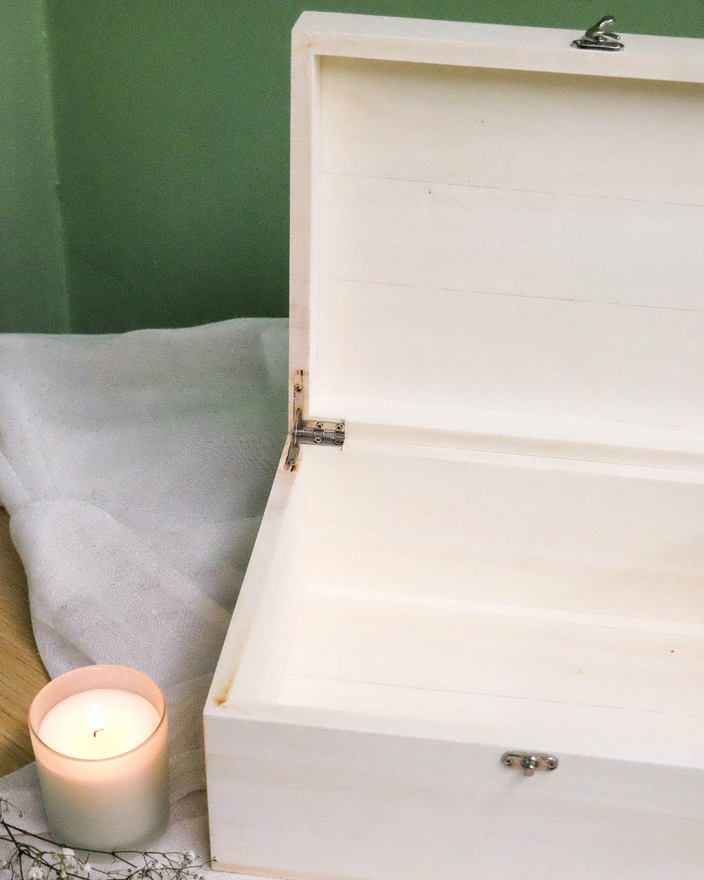 Hand Crafted Natural Wood Memory Box 