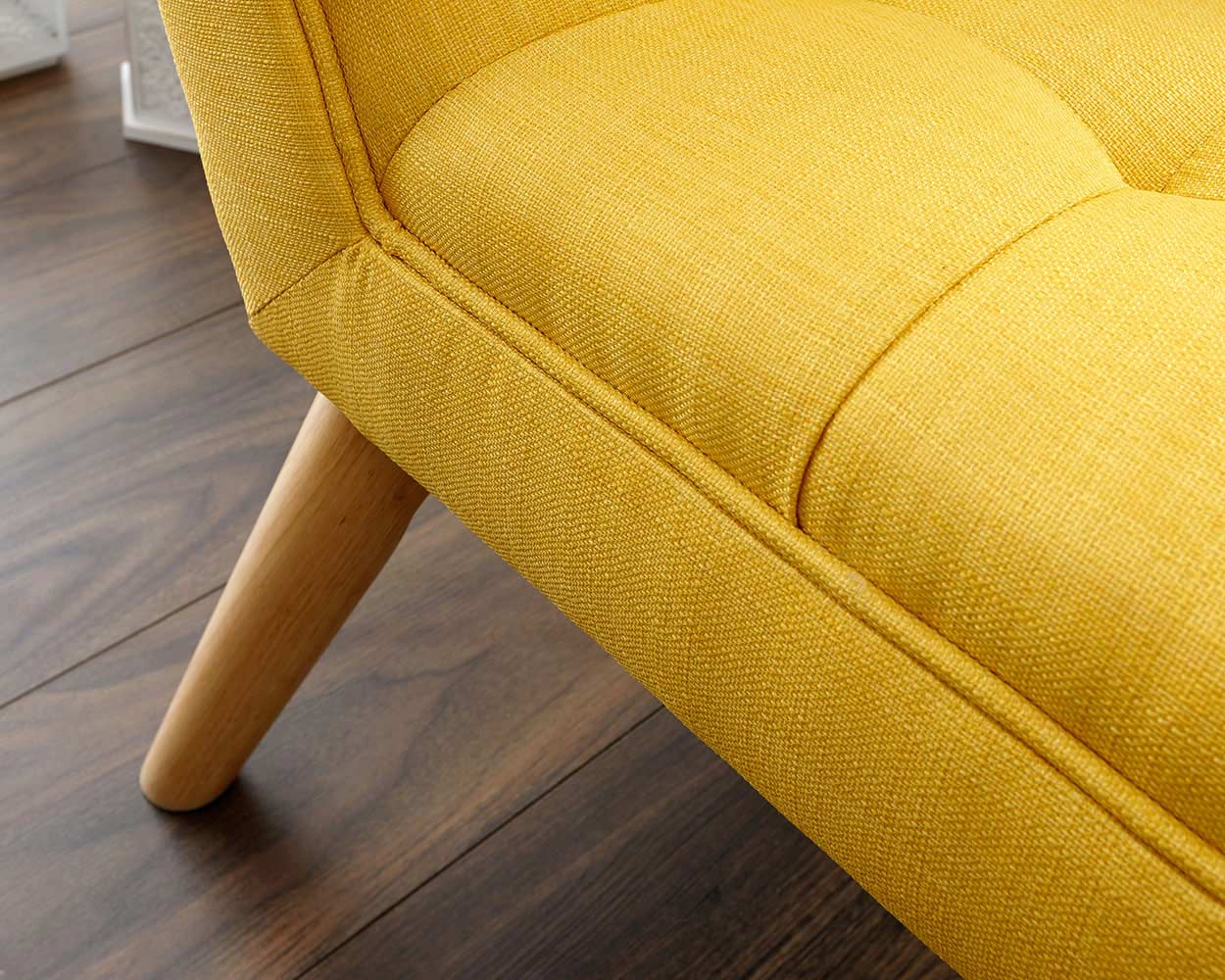 Milan Fabric Upholstered Bench, Mustard Yellow