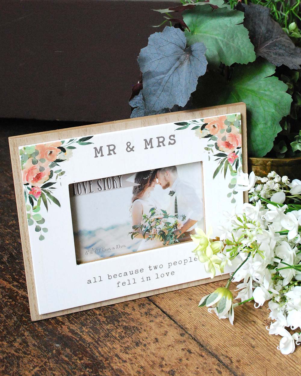 Mr and Mrs Glass Vertical 4 X 6 Photo frame