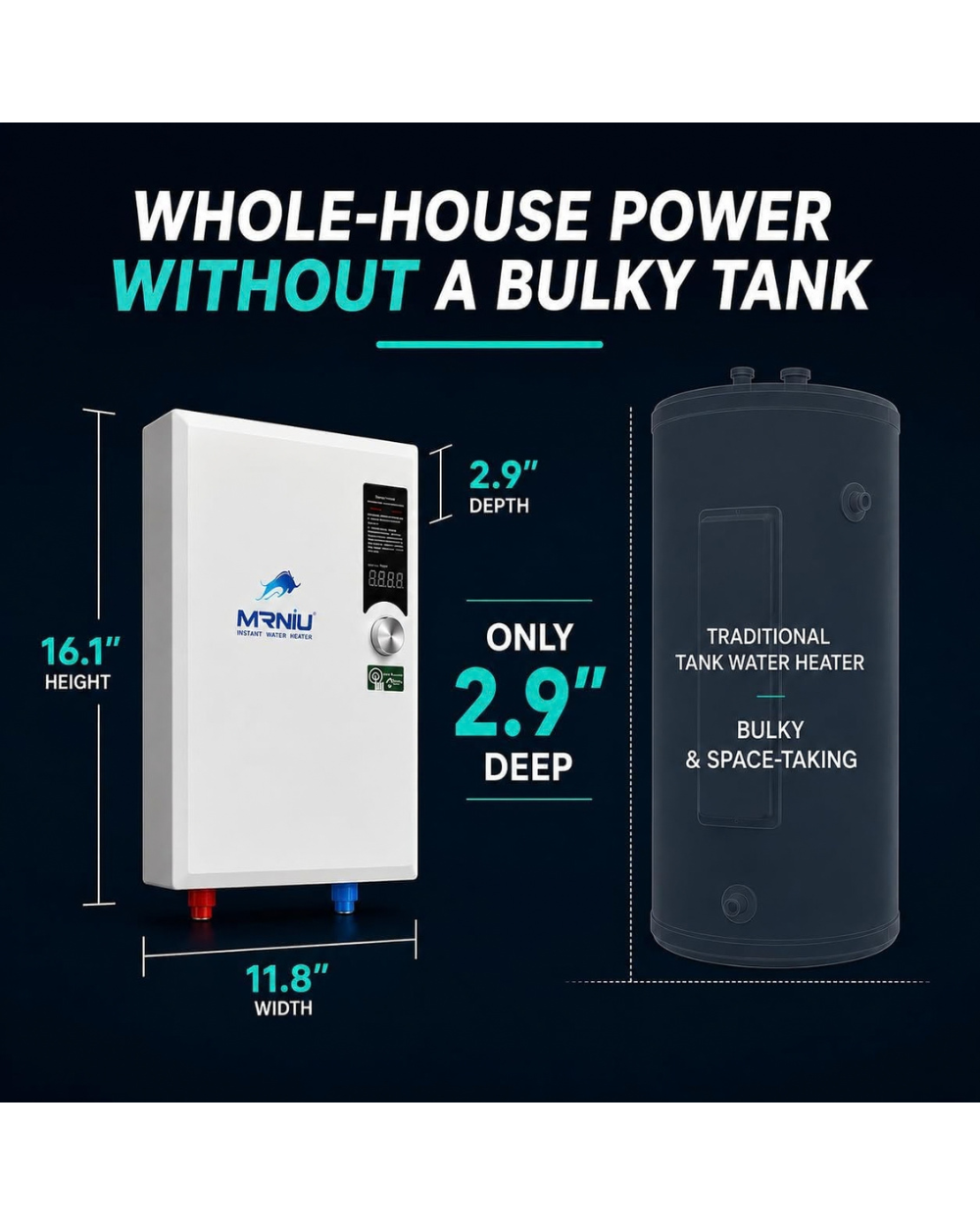 Electric Tankless Water Heater Mrniu 8kW
