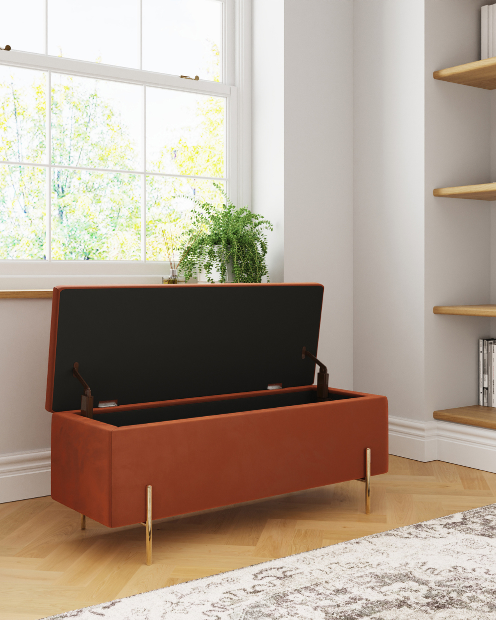 Mystica Ottoman Storage Bench Russet
