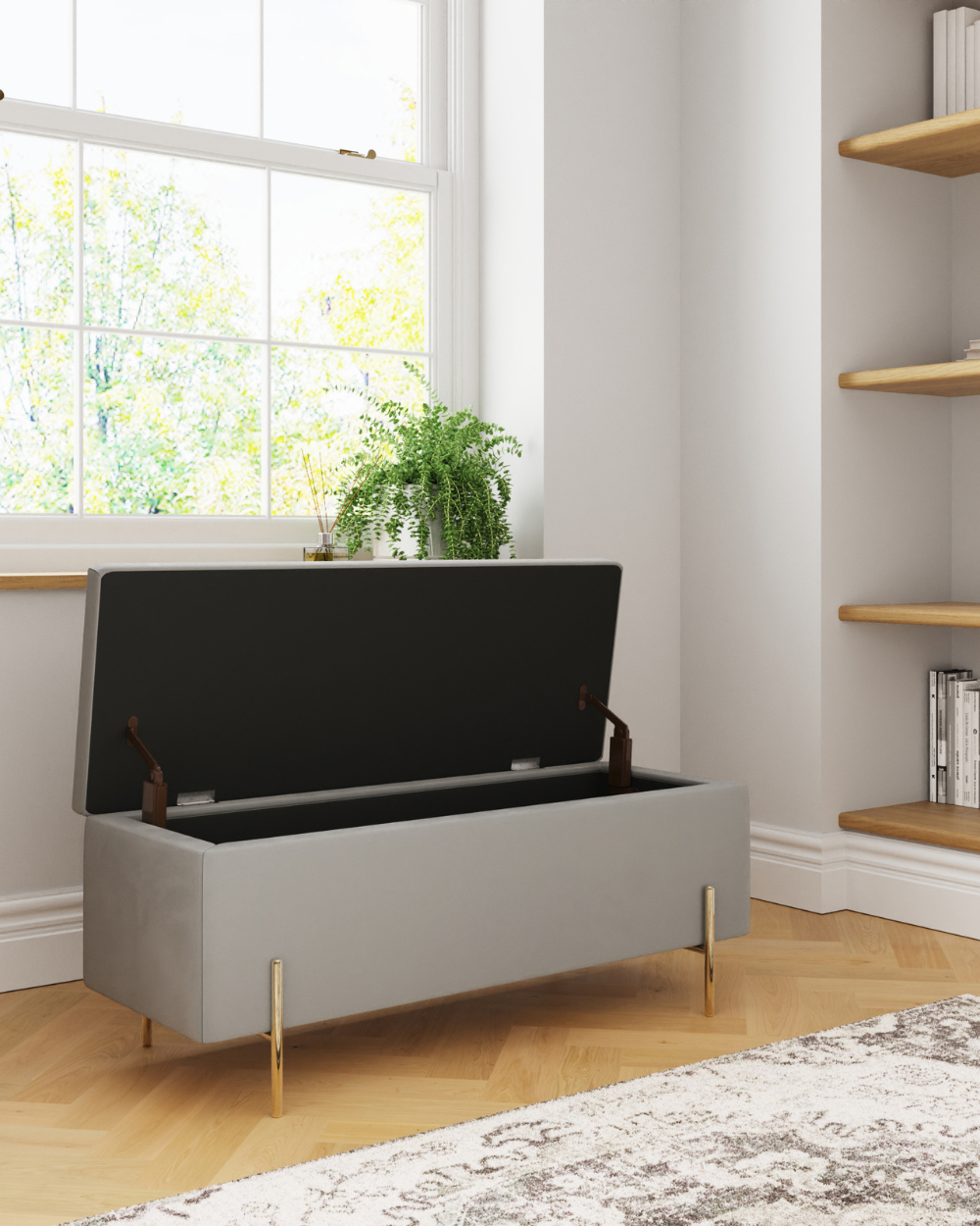 Mystica Ottoman Storage Bench Grey