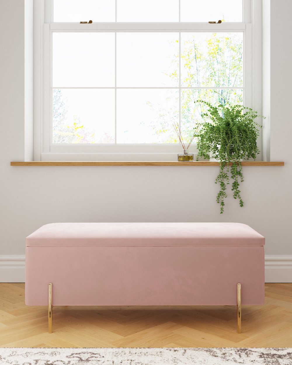 Mystica Ottoman Storage Bench Blush Pink