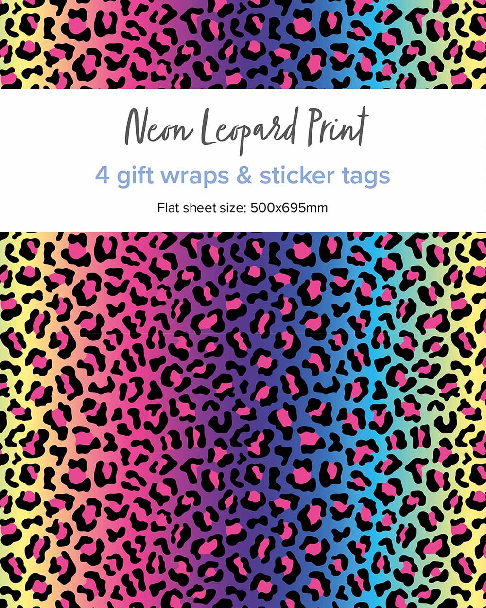 gift wrapping paper set neon leopard print tags stickers modern 