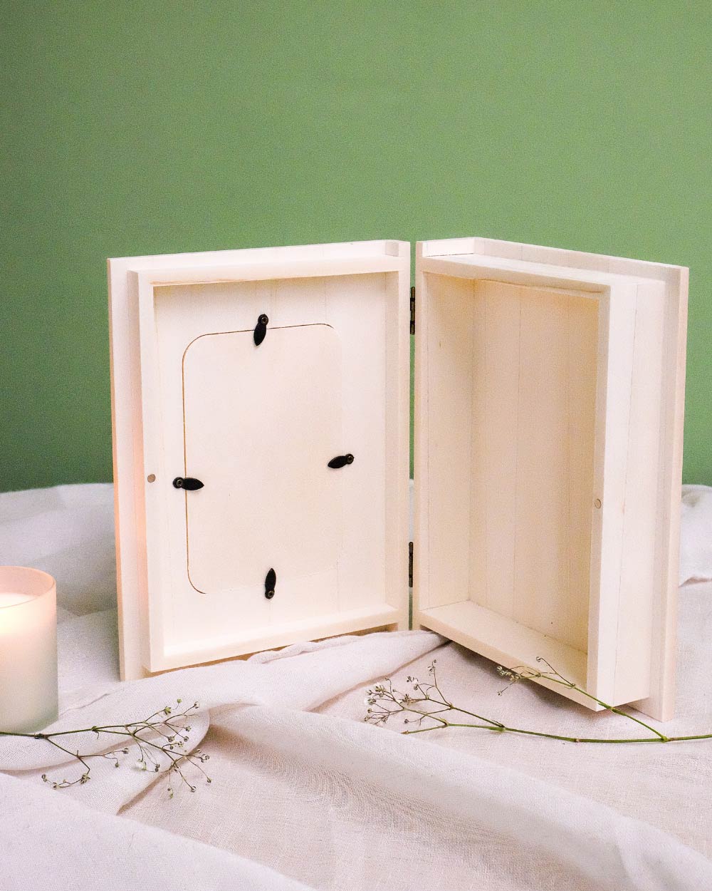 Hand Crafted Natural Wood Photo Memory Box