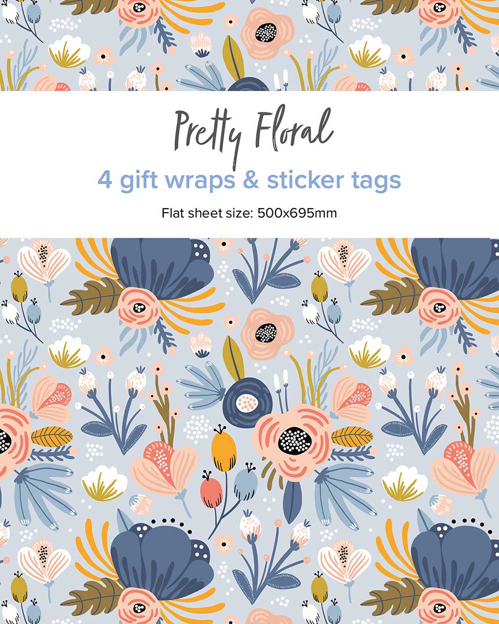 pretty modern floral wrapping paper FSC set gift present tags etc