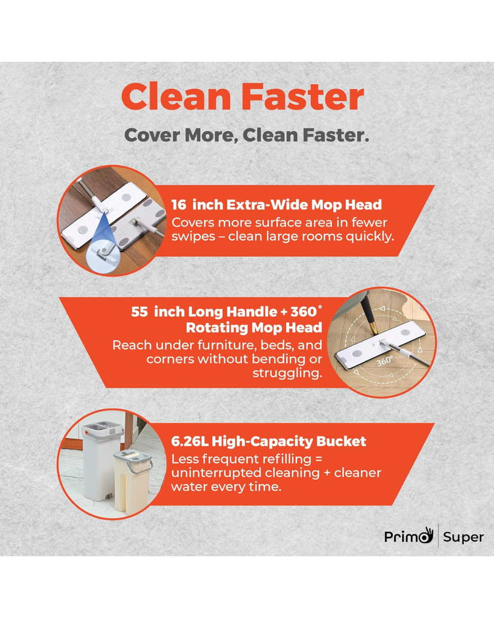 Primo Super Mop Dual Bucket Flat Mop