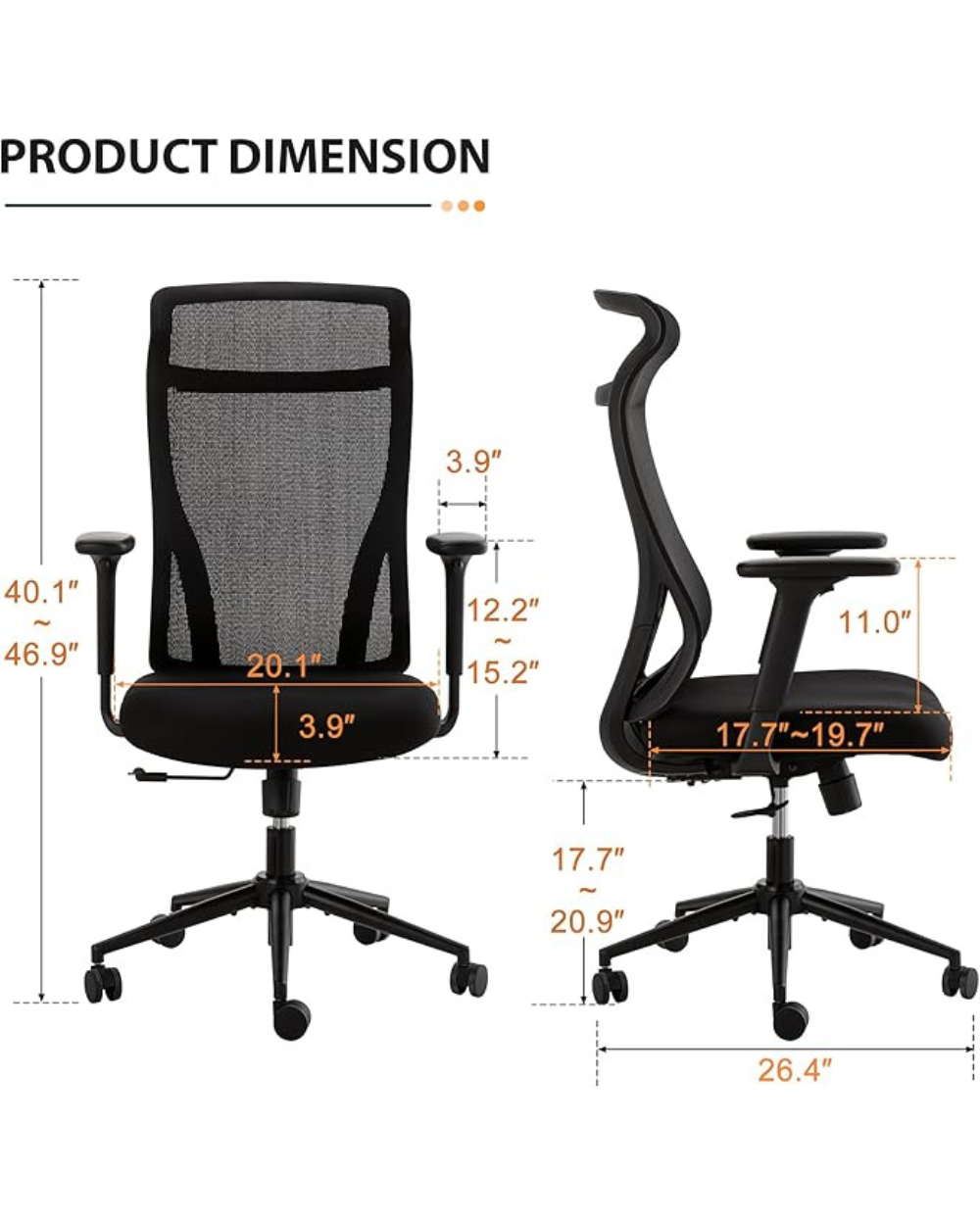 Qulomvs Mesh Ergonomic Office Chair Black