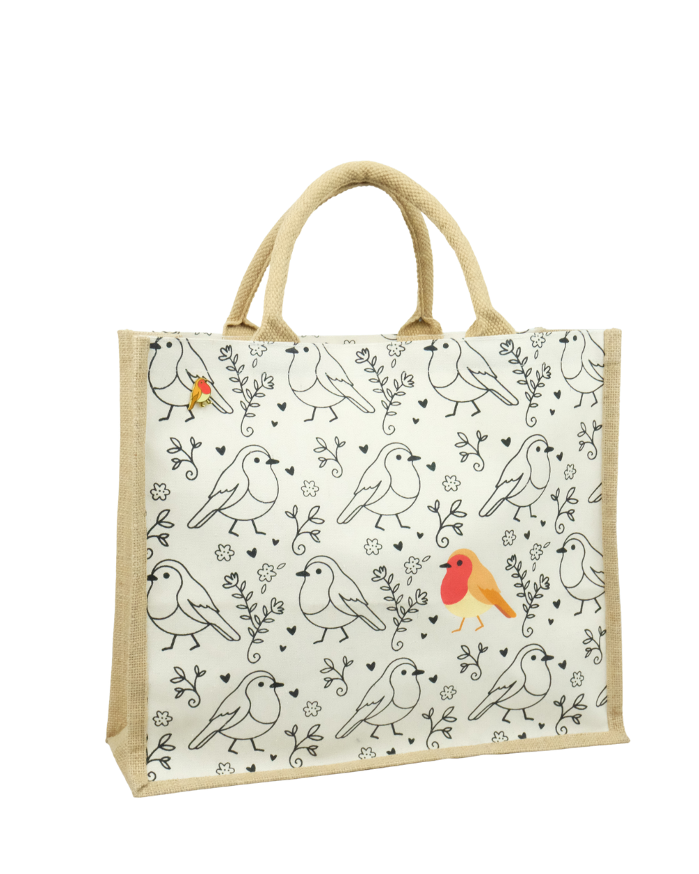 Robin Jute Canvas Shopping Bag For Life 100% Biodegradable