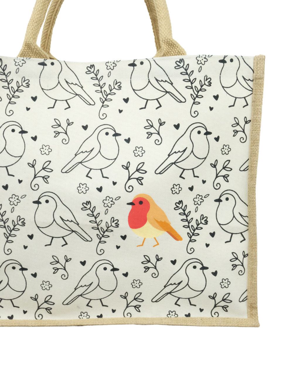 Robin Jute Canvas Shopping Bag For Life 100% Biodegradable