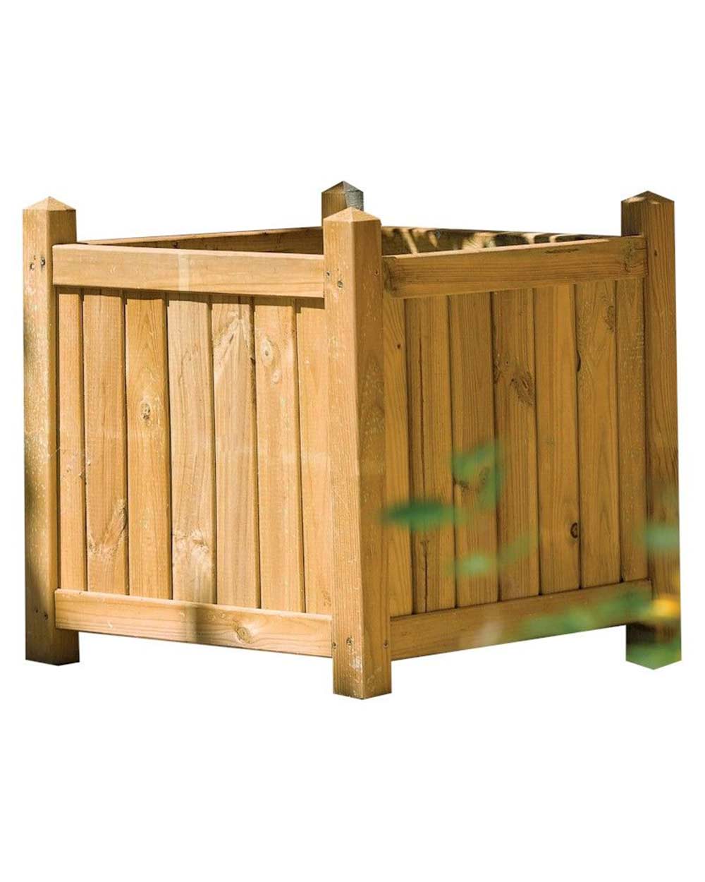 Square Wooden Garden Planter Rowlinson on a white cut out back ground