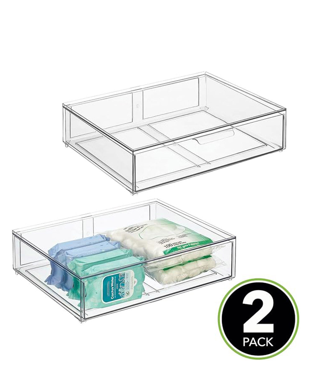 Pack of 2 Deep Stackable Plastic Storage Organiser Box