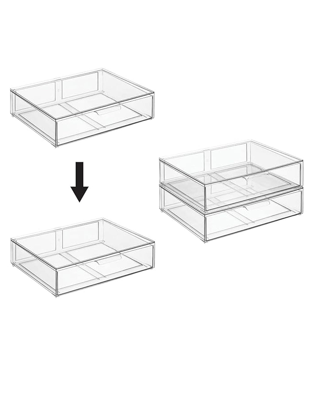 Pack of 2 Deep Stackable Plastic Storage Organiser Box