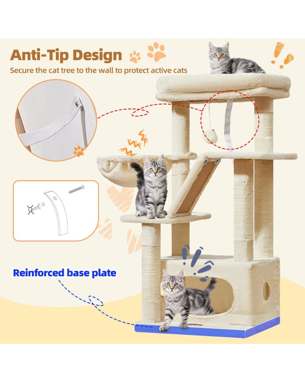 Taoqimiao Cat Tree 98cm Kitten Tower MS029SM Beige