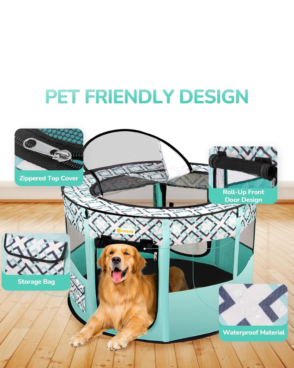 Portable Foldable Pet Playpen For Dogs Cats Large