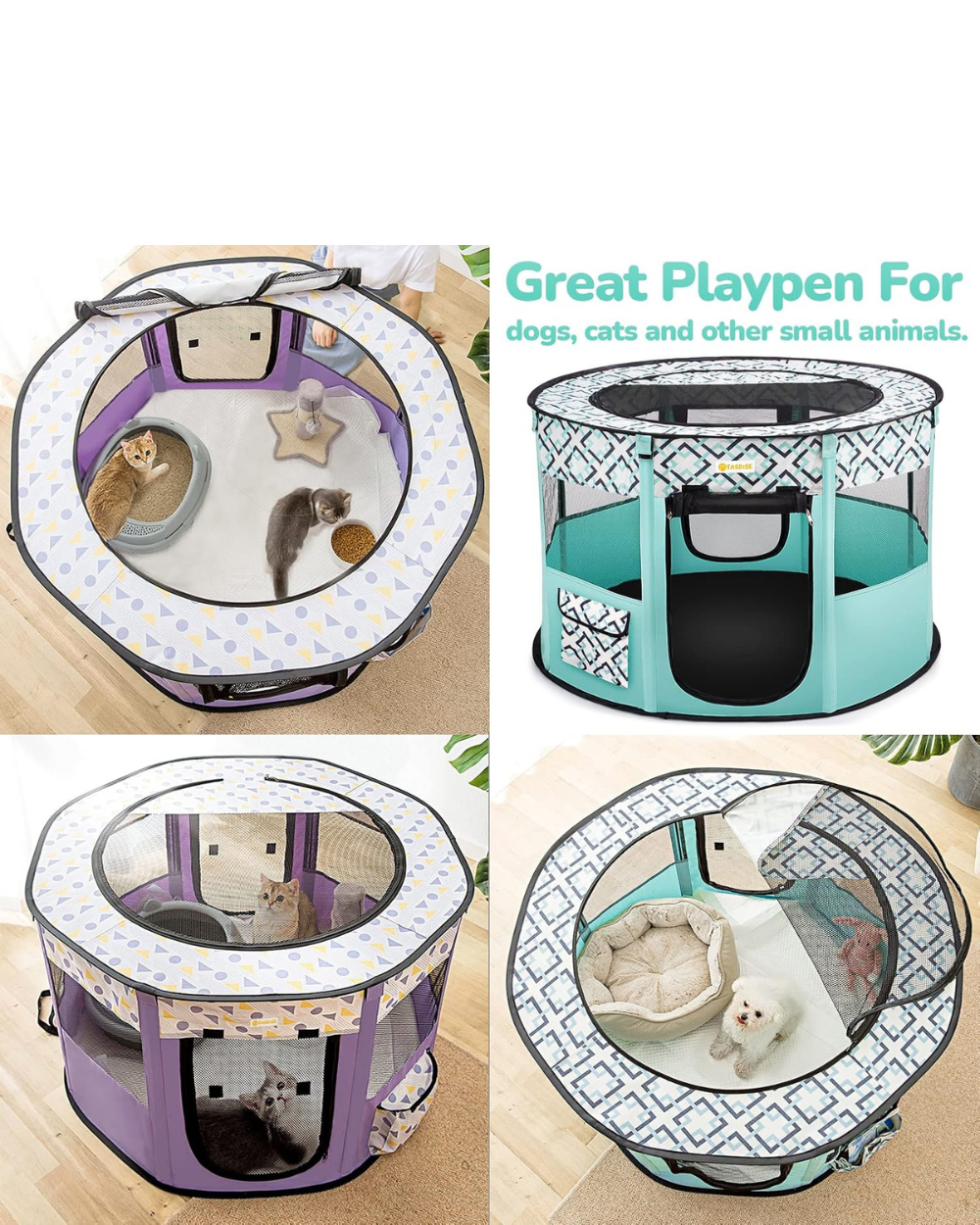 Portable Foldable Pet Playpen For Dogs Cats Large